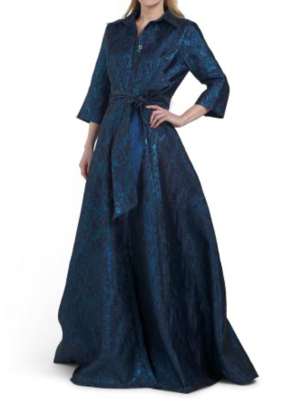 RENE BY RENE RUIZ Three-quarter Sleeve Jacquard Shirt Gown